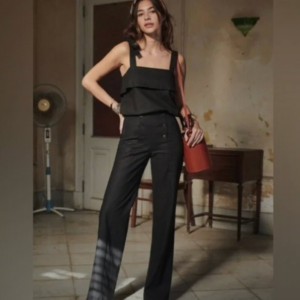 Sezane // Francesca Wide Leg Trousers in Black // US 4, FR 36 // NWT